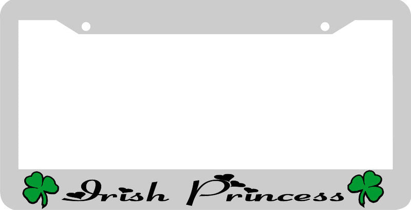 WHITE FRAME IRISH PRINCESS SHAMROCK clover ireland License Plate Frame
