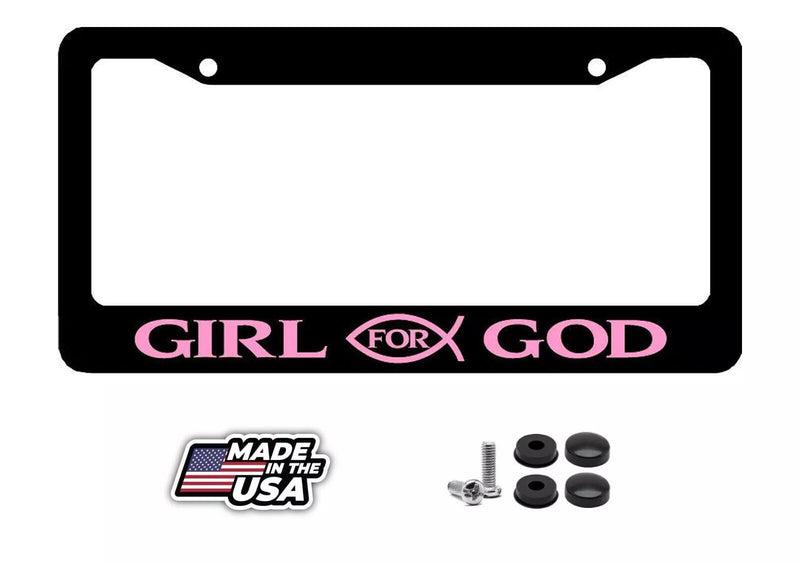 PINK GIRL FOR GOD CHRISTIAN License Plate Frame