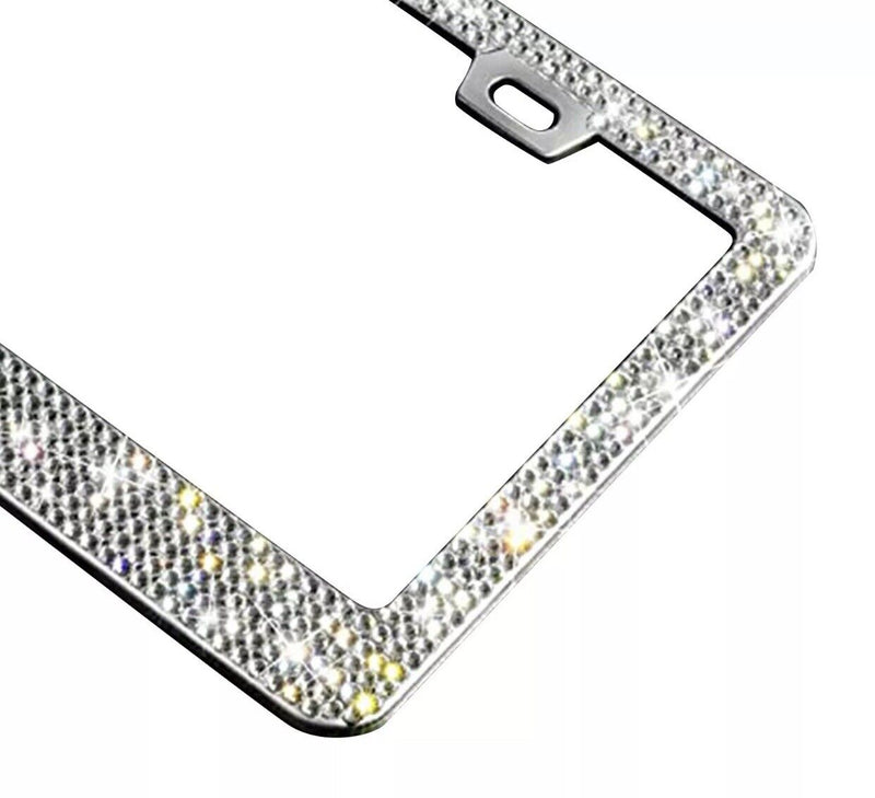 Rhinestone Unbreakable License Plate Frames Crystal Glitter Label Car BD