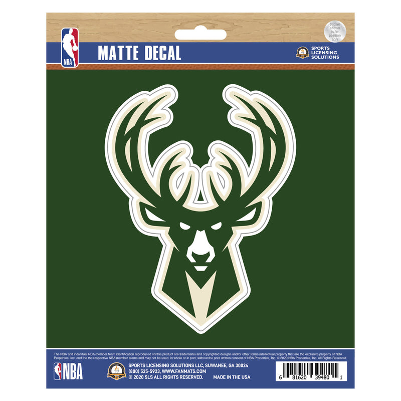 NBA Milwaukee Bucks Decal Matte 5"X6.25" Auto Boat Cooler Luggage