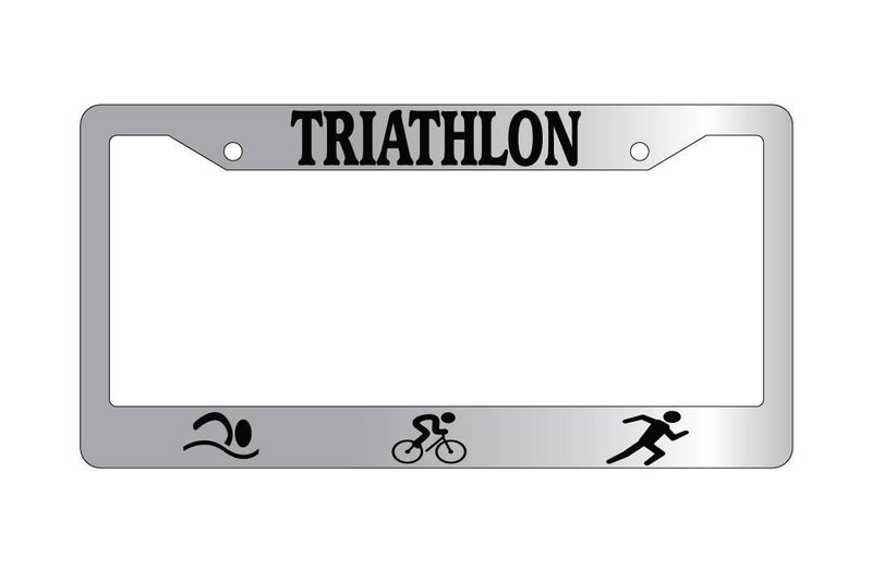 Chrome License Plate Frame TRIATHLON w/LOGOS 
