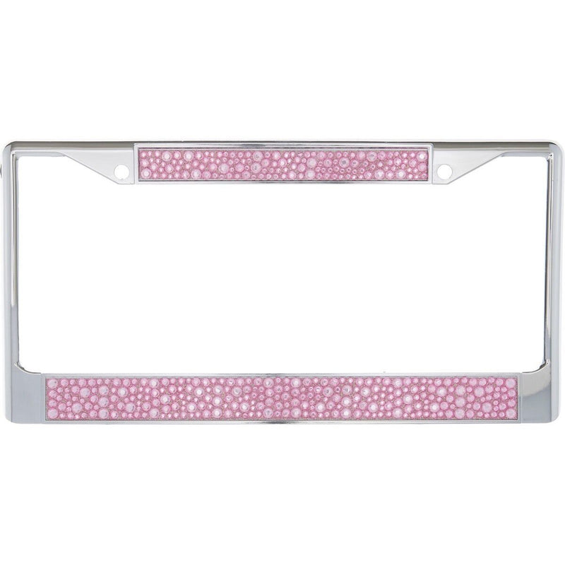 Premium Chrome Mix Light Pink Bling Crystal Diamond License Plate Frame for Car