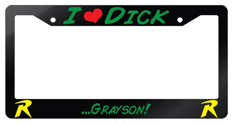 I Heart Dick (Robin) Glossy Black Plastic License Plate Frame DC  Mod-GRAPH9856236-7231