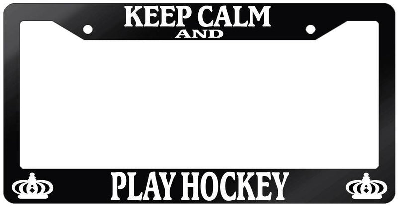Glossy Black License Plate Frame KEEP CALM AND PLAY HOCKEY Auto Accessory  Mod-GRAPH9856236-7153
