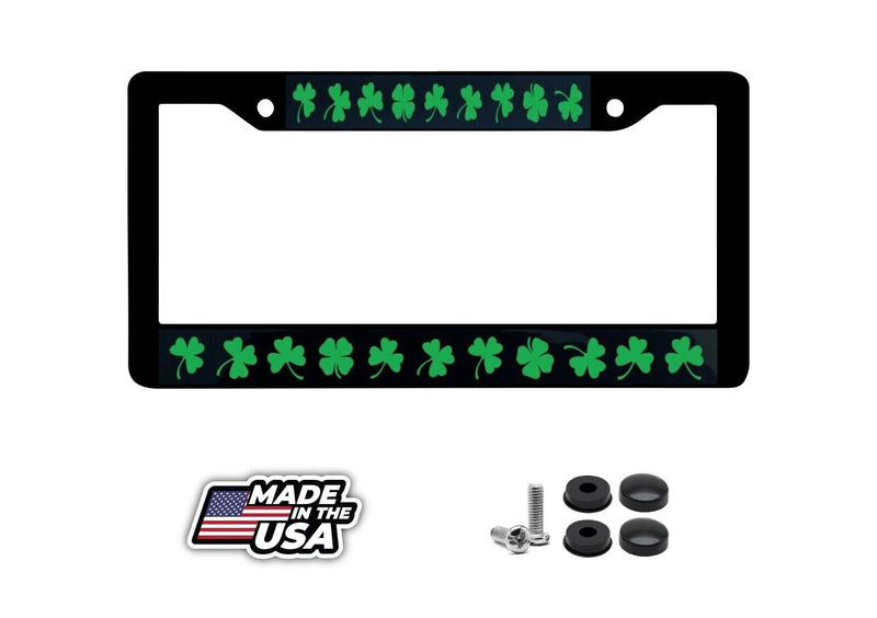 Irish Shamrocks Glossy Black License Plate Frame