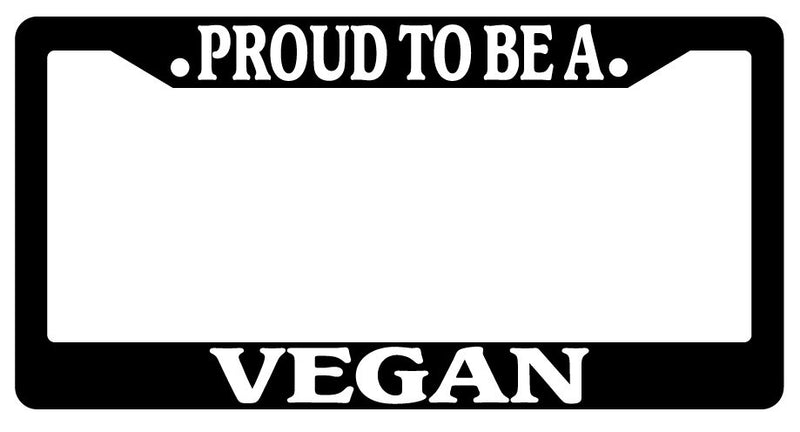 Black License Plate Frame Proud To Be A Vegan Auto Accessory Novelty  Mod-GRAPH9856236-2549