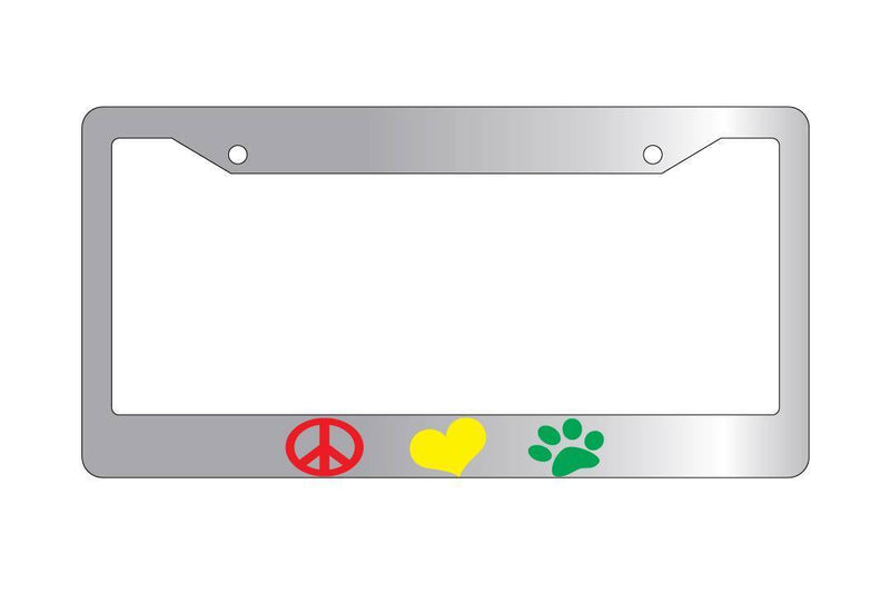 Chrome License Plate Frame PEACE LOVE PAW LOGOS RASTA Auto Accessory 231  Mod-GRAPH9856236-6652