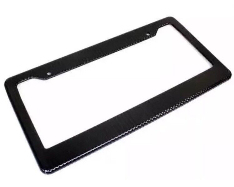 2 x JDM Black Carbon Fiber Look License Plate Frame Cover Front & Rear US Size