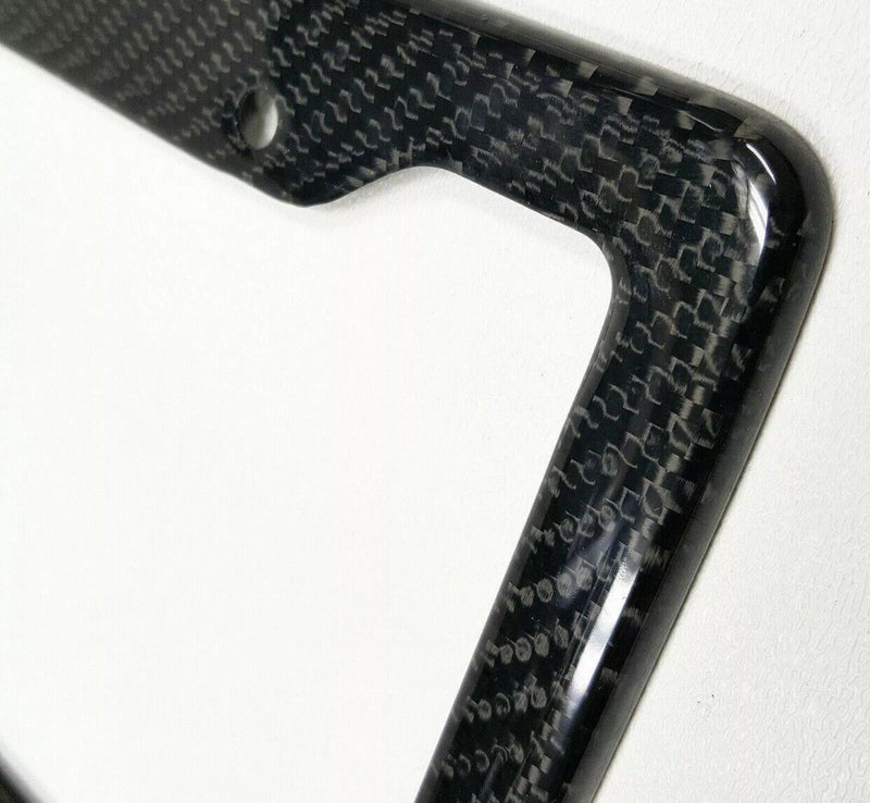 2PC Set 100% Real Carbon Fiber License Plate Frame Cover Black Auto Tag 3K