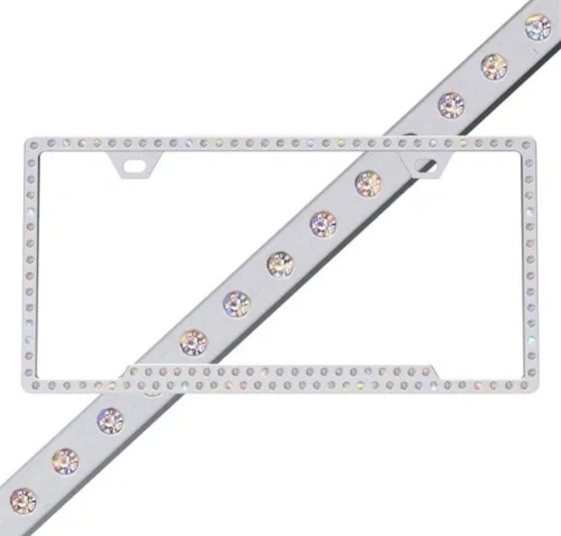 SLIMLINE CHROME ICE SWAROVSKI® CRYSTAL LICENSE PLATE FRAME - AB