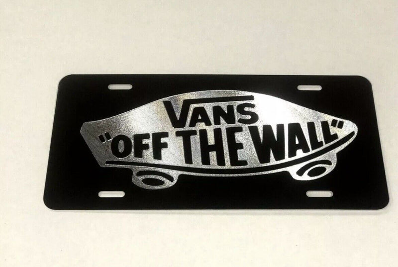 VANS LOGO 1 Car Tag Diamond Etched on Black Aluminum License Plate