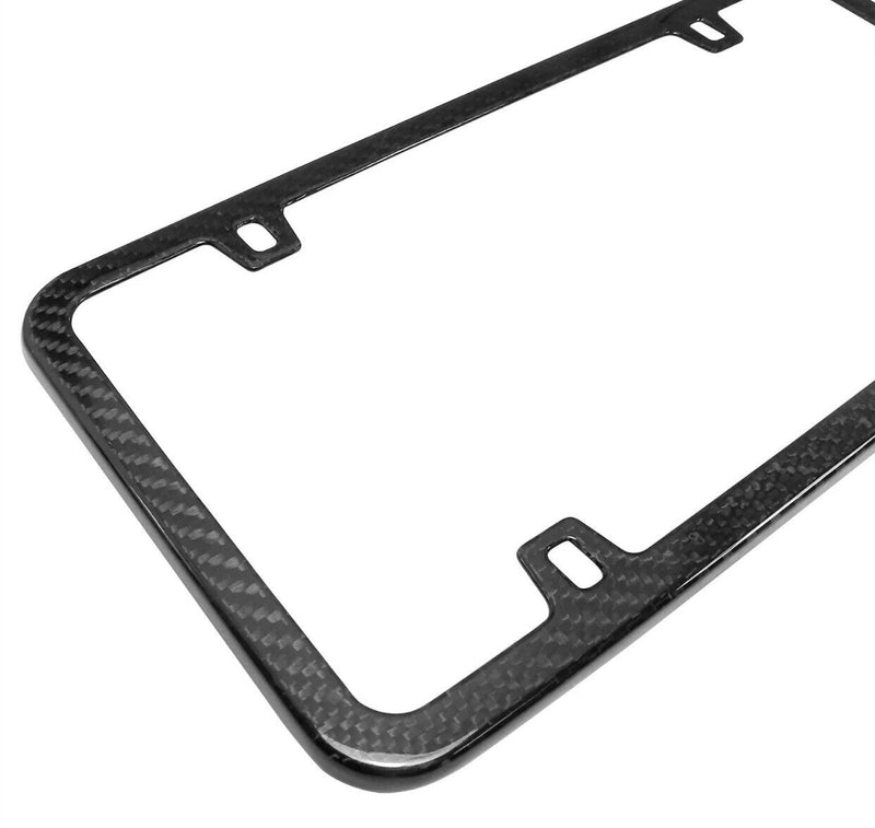 Real Black Carbon Fiber German Flag Sports Stripe Slim License Plate Frame