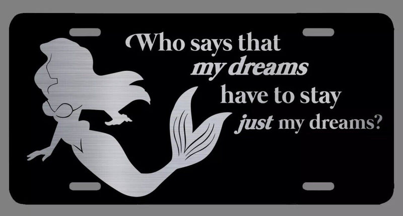 The Little Mermaid Laser Etched Metal License Plate Ariel Gifts Fairy Princess