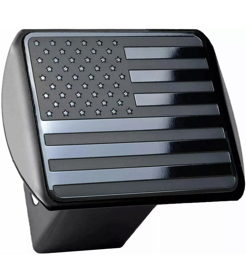 Metal Black Steel Tow Trailer Hitch Cover American Flag Fits 2" Receivers