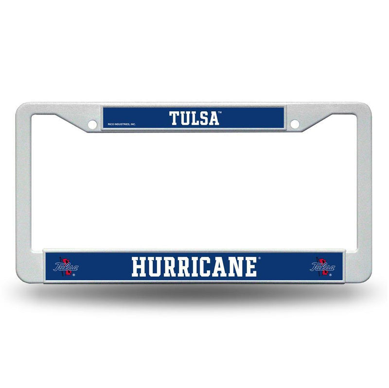 NCAA Tulsa Golden Hurricanes White Plastic License Plate Frame