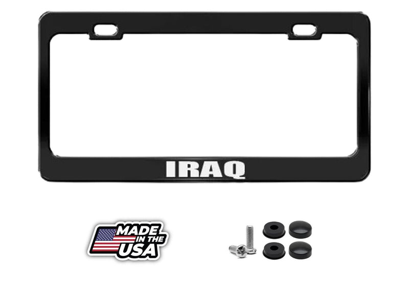 IRAQ FLAG BLACK COUNTRY Metal License Plate Frame Holder