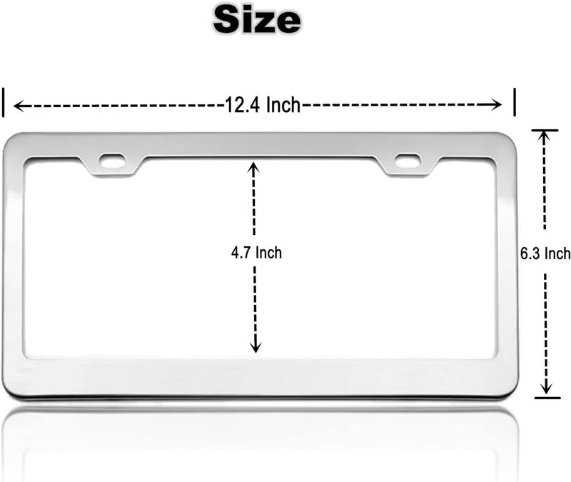 Mirror Polished Stainless Steel License Plate Frame Metal License Plate Cover