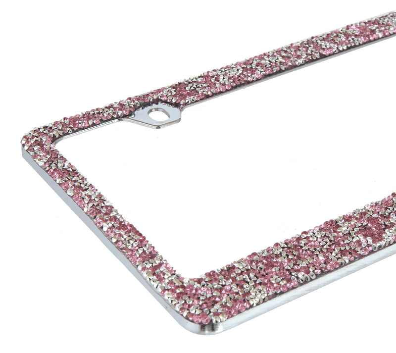 Rocking Bling Crystal Diamond Rhinestone License Plate Frame Light Pink / Silver