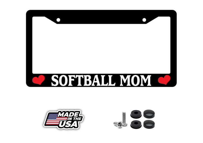Black License Plate Frame SOFTBALL MOM Auto Accessory Novelty