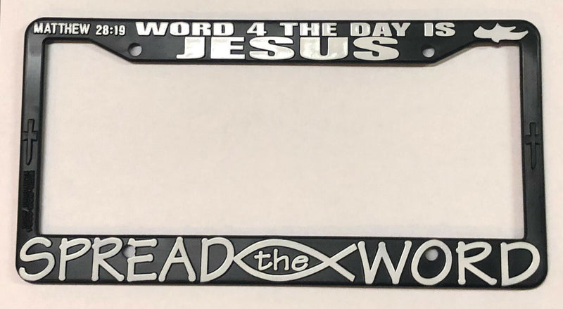 Black 3D License Plate Frame Word Of The Day Is Jesus Auto Accessory  Mod-GRAPH9856236-25