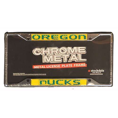 NCAA Oregon Ducks Metal License Plate Frame W/domed Insert