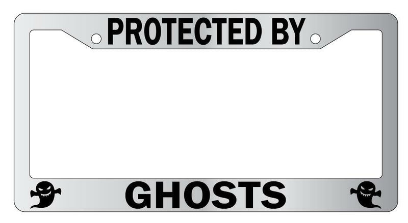 Protected By Ghosts Chrome License Plate Frame Auto  Mod-GRAPH9856236-5120
