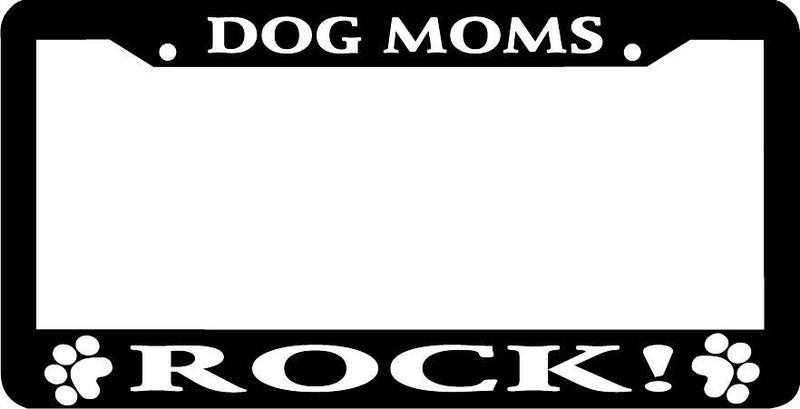 DOG MOMS ROCK woof paw print funny dog License Plate Frame