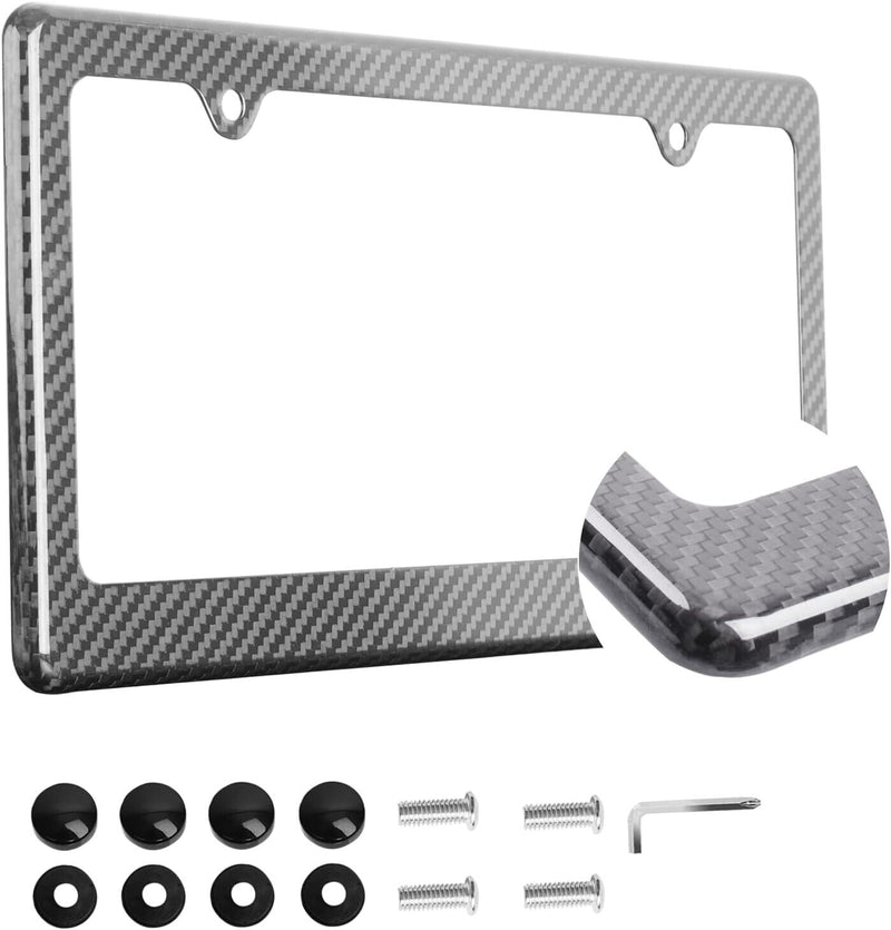 Real/Genuine 100% 3K Woven Carbon Fiber License Plate Frame v2