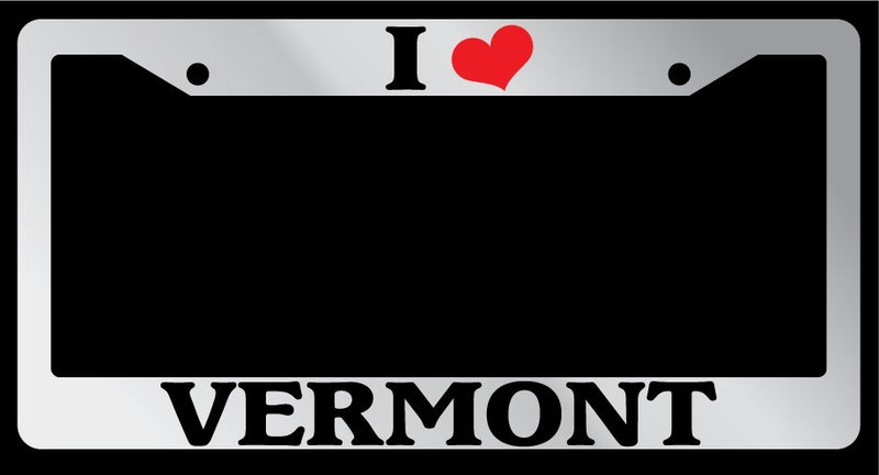 Chrome License Plate Frame "I Heart Vermont" Auto Accessory Novelty  Mod-GRAPH9856236-6206