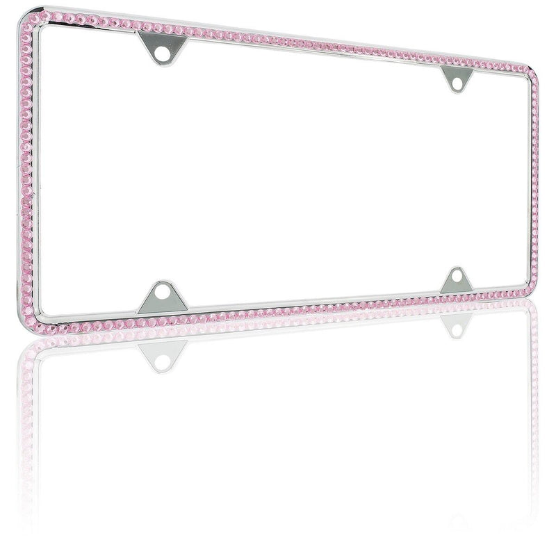 Light Pink Diamond Bling Glitter Crystal RhineStone License Plate Frame Car Thin