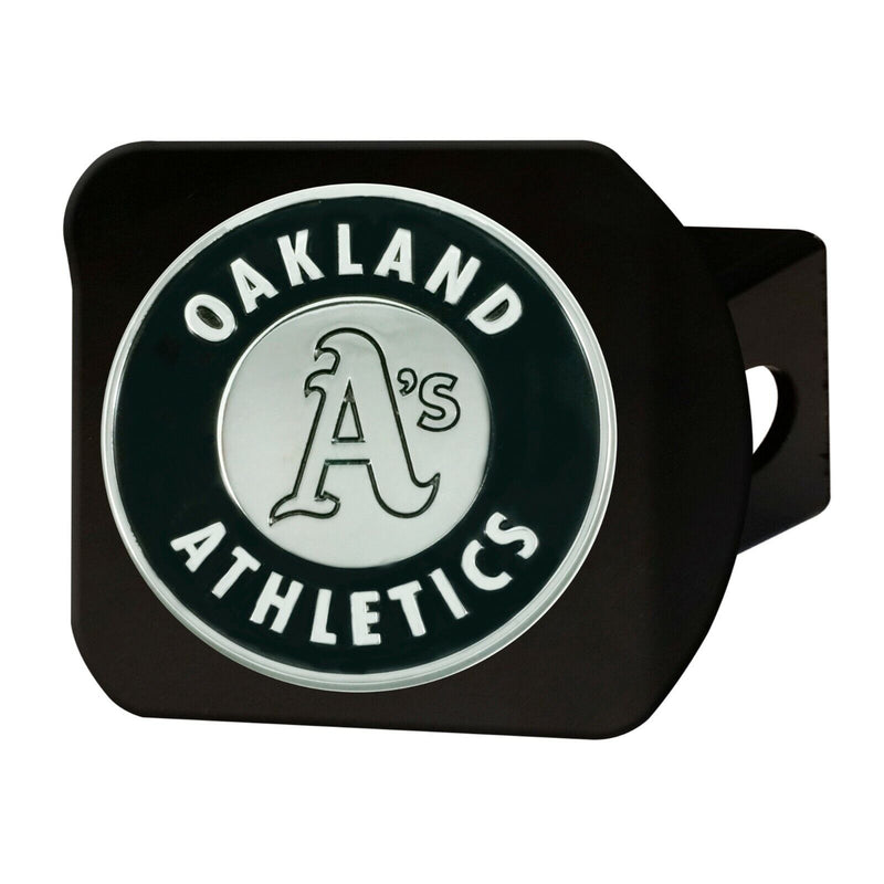 MLB Oakland Athletics 3D Chrome on Black Hitch Cover