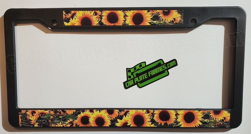 SUNFLOWERS BLACK FRAME PLATE HOLDER TAG BRACKET License Plate Frame