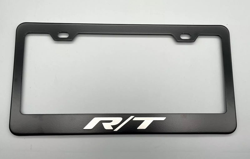 Dodge R/T Black License Plate Frame Stainless Steel Laser Engraved fit dodge, Rear, Car, Road Legal