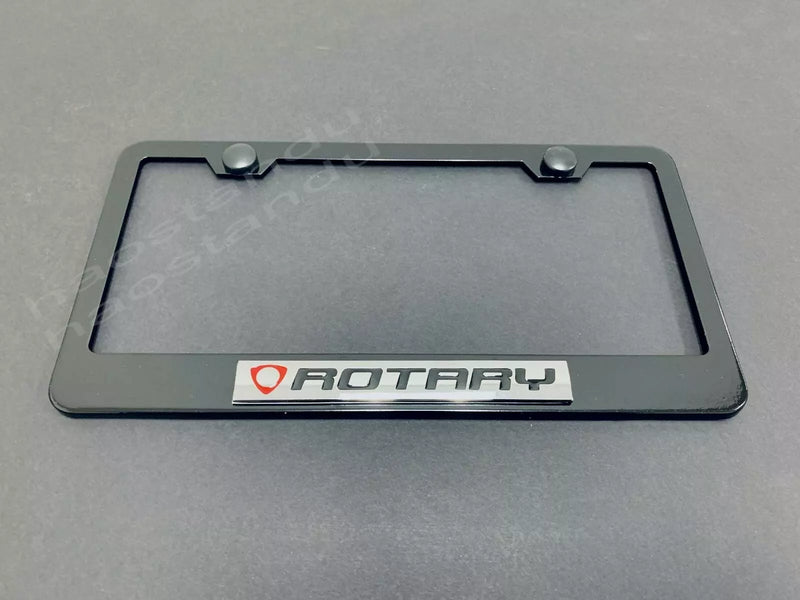 1x ROTARY 3D Emblem BLACK Stainless License Plate Frame RUST FREE -For RX-7 RX-8