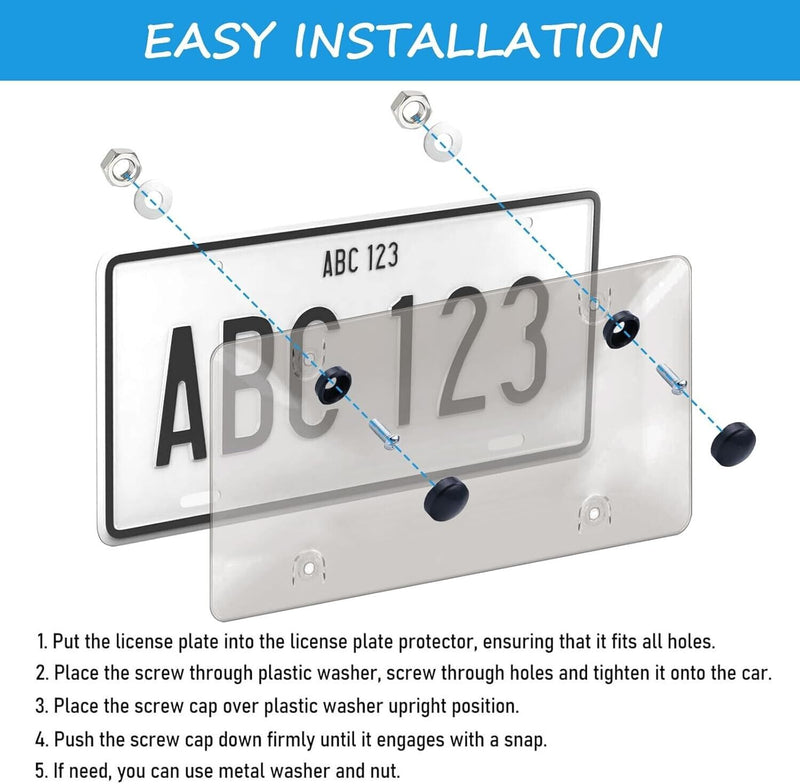 License Plates Shields 2 Pack Frame Covers Clear Bubble Protector For US Plate v2