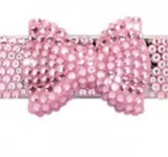 Pink 7 Rows Bling Diamond Crystal Rhinestone License Plate Frame With Bow Tie