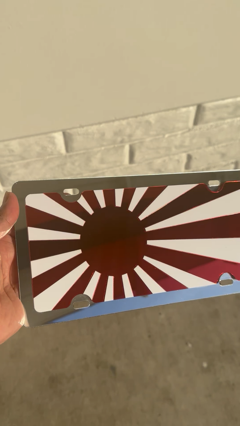 Japan Rising Flag Mirror Acrylic laser cut license plate JDM style