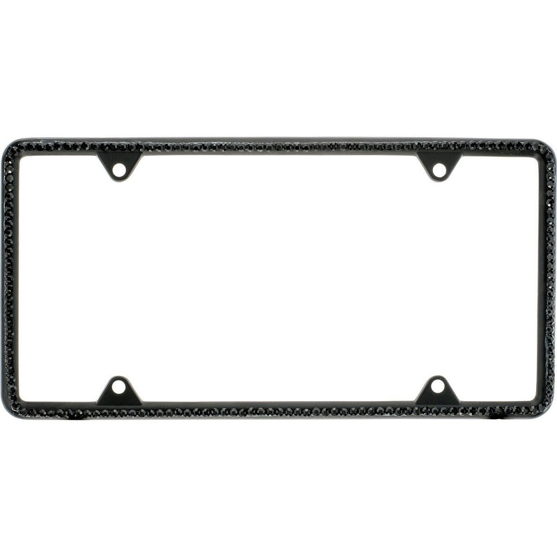 All Black Diamond Bling Glitter Crystal RhineStone License Plate Frame Car Thin