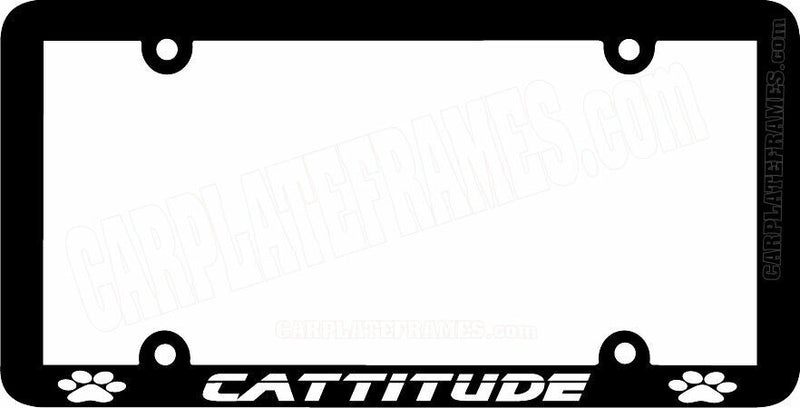 THIN FRAME CATTITUDE paw print funny meow cat License Plate Frame