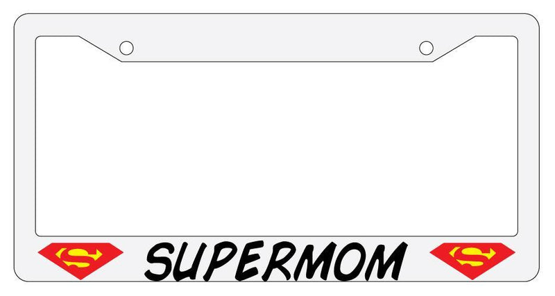 Supermom White Plastic License Plate Frame Auto  Mod-GRAPH9856236-66
