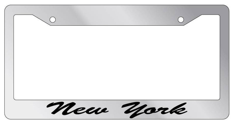 Chrome METAL License Plate Frame "New York" (Cursive) Auto Accessory 1834  Mod-GRAPH9856236-8894