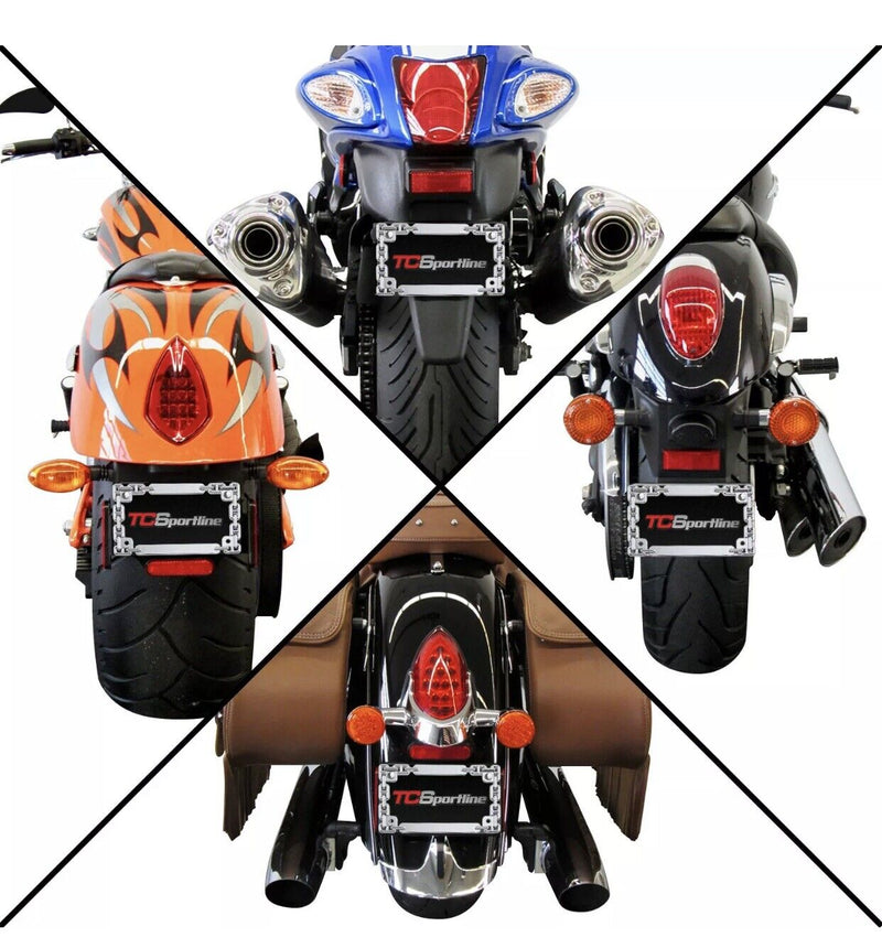 Chrome Chain Link Motorcycle License Plate Frame
