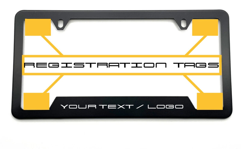 Laser Engraved License Plate Frame Black Stainless Steel fit BMW, Porsche