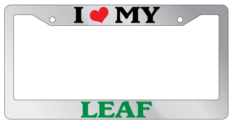 Chrome License Plate Frame I Heart My Leaf Green Auto Accessory Novelty  Mod-GRAPH9856236-6339