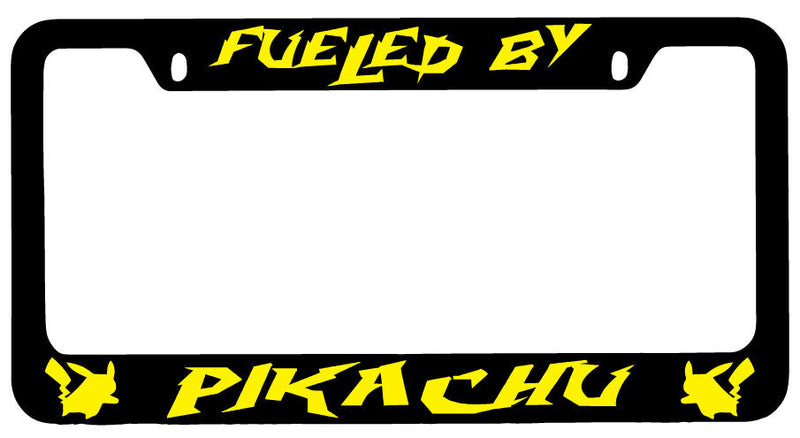 Fueled By For Pikachu Design 2A Black METAL License Plate Frame For Pokemon  Mod-GRAPH9856236-9777