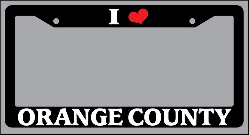 Black License Plate Frame "I Heart Orange County" Auto Accessory Novelty 2465  Mod-GRAPH9856236-840