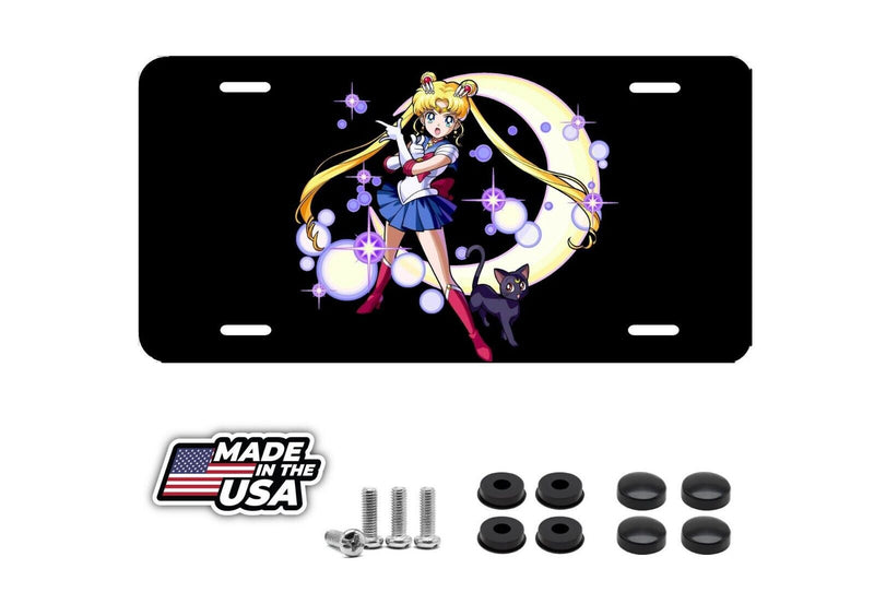 S. Moon, License Plate New Car Tag Metal Aluminum, USA, Black