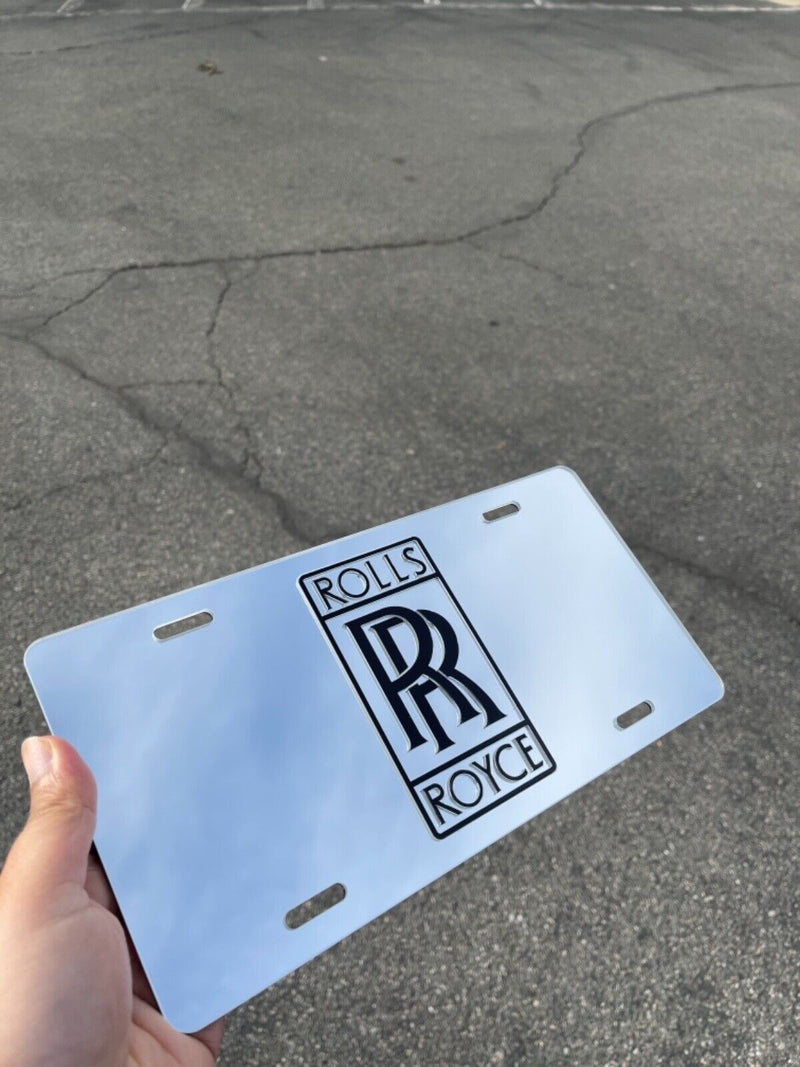 Rolls-Royce Emblem Acrylic Mirror License Plate Auto Tag
