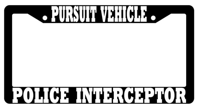 Pursuit Vehicle Police Interceptor Black Plastic License Plate Frame  Mod-GRAPH9856236-202