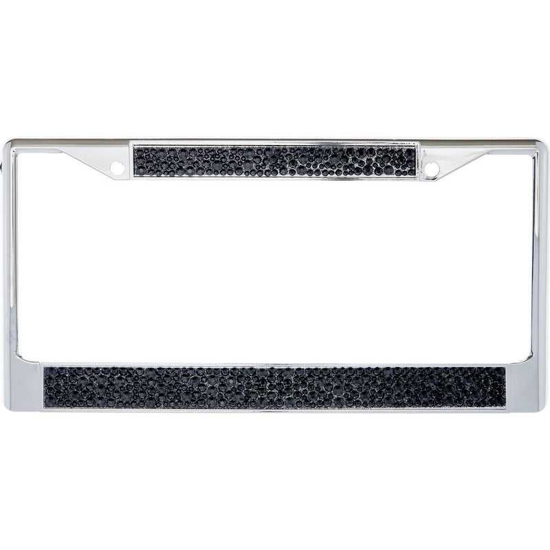 Premium Chrome Mix Black Bling Crystal Diamond License Plate Frame for Car-Truck
